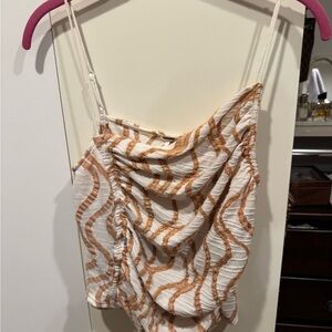 Free People Sand Dunes Tank Top - Ivory Wavy Pattern - Size M